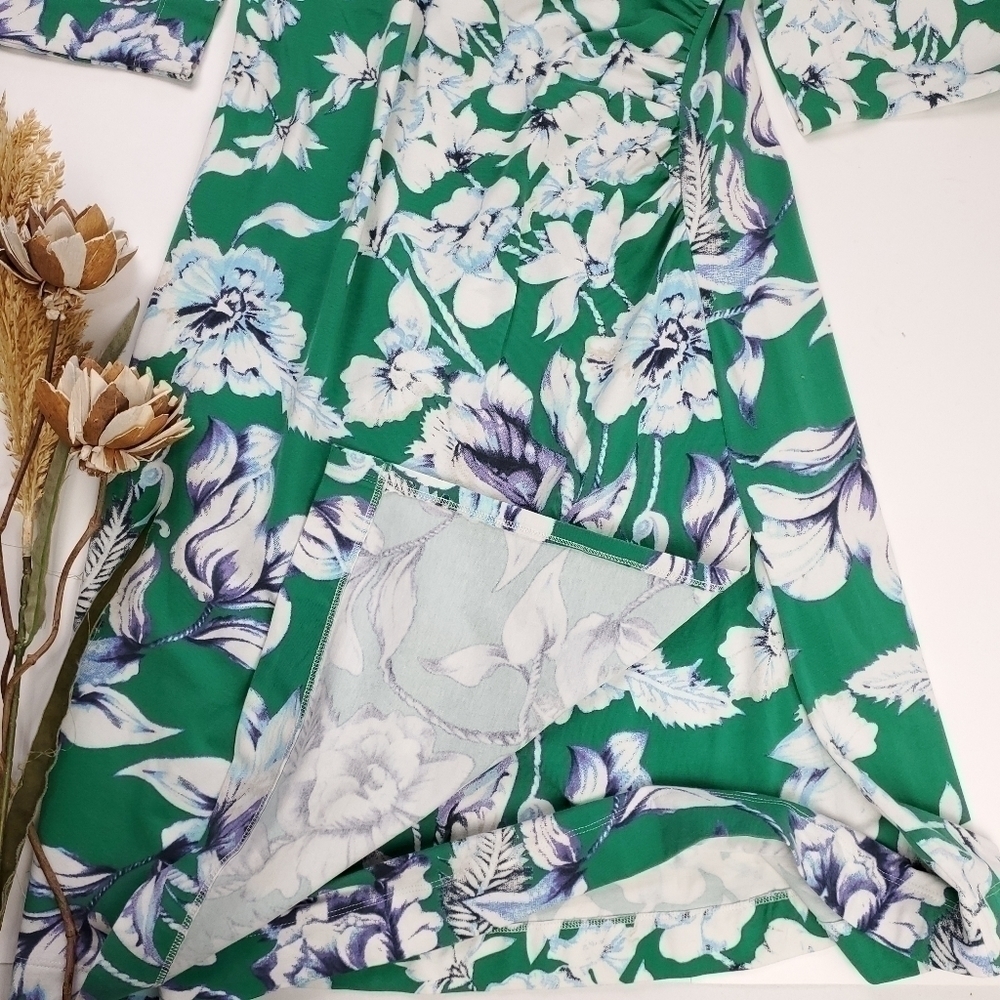 Soft Surroundings Green Floral Rouge Wrap Dress size Xs - Picture 3 of 13